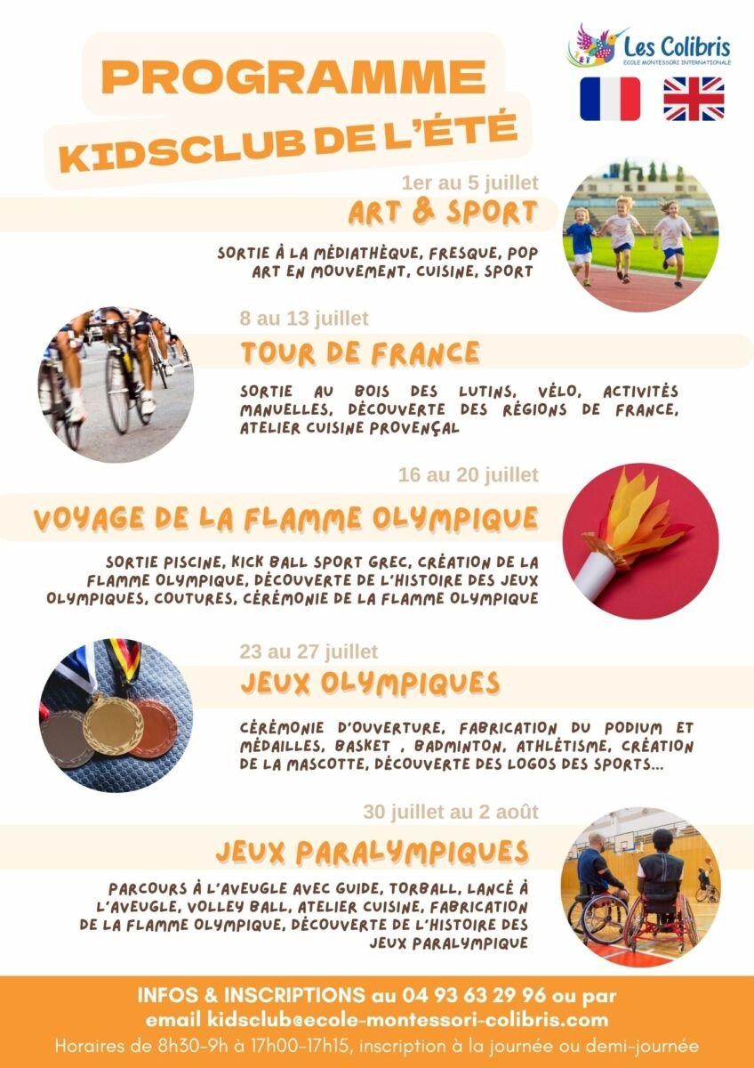 Kids club ateliers vacances été 2024